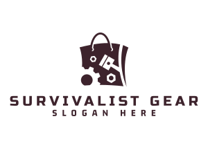 Auto Parts Shopping Bag logo design