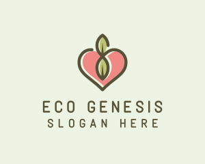 Nature Eco Heart  logo design