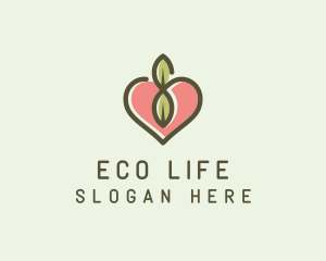 Nature Eco Heart  logo design