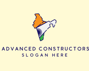 Indian Flag Map logo design