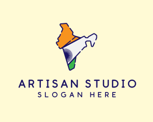 Indian Flag Map logo design