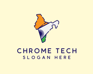 Indian Flag Map logo design