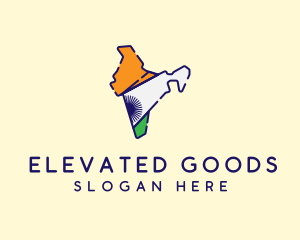 Indian Flag Map logo design