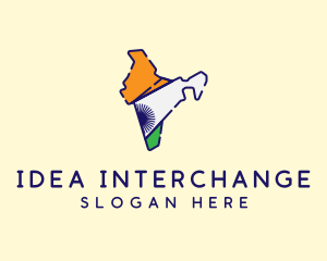 Indian Flag Map logo design