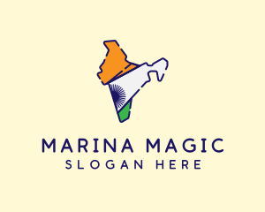 Indian Flag Map logo design