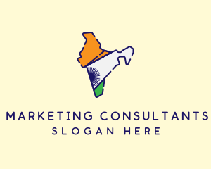 Indian Flag Map logo design