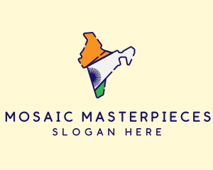 Indian Flag Map logo design