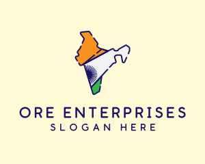 Indian Flag Map logo design