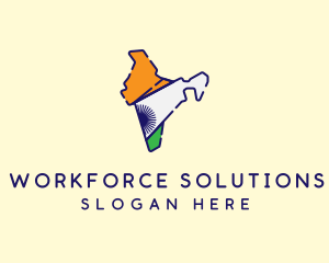 Indian Flag Map logo design