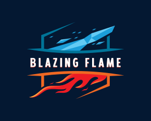 Fire Ice Heating Cooling logo design