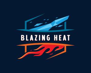 Fire Ice Heating Cooling logo design