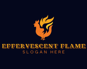 Chicken Barbecue Flame logo design