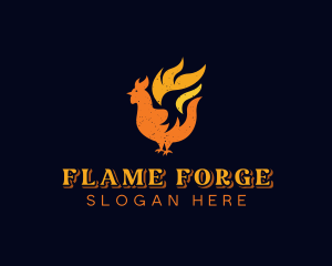 Chicken Barbecue Flame logo design