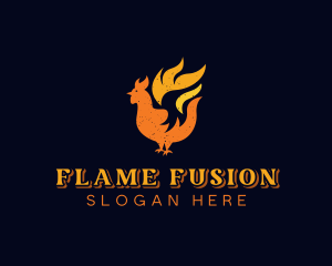 Chicken Barbecue Flame logo design