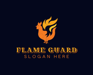 Chicken Barbecue Flame logo design