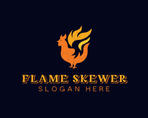 Chicken Barbecue Flame logo design