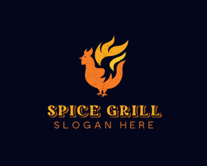 Chicken Barbecue Flame logo design