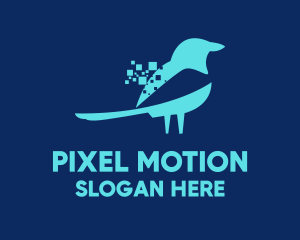 Blue Pixel Bird logo design