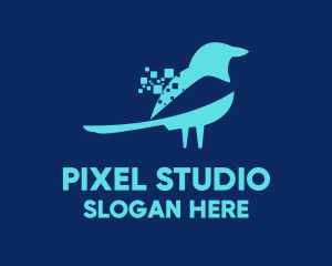 Blue Pixel Bird logo design