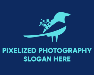 Blue Pixel Bird logo design