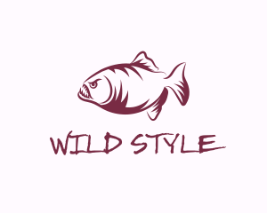 Wild Piranha Fish logo design