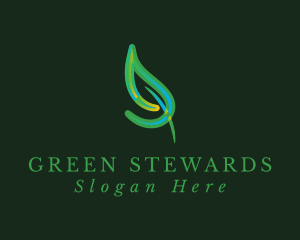 Green Mosaic Leaf logo design