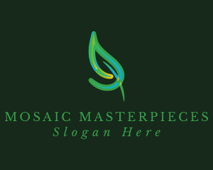 Green Mosaic Leaf logo design