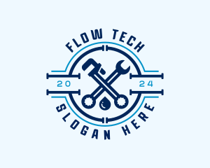 Pipe Wrench Plumbing logo design