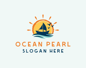 Ocean Sunrise Boat logo design