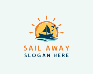 Ocean Sunrise Boat logo design