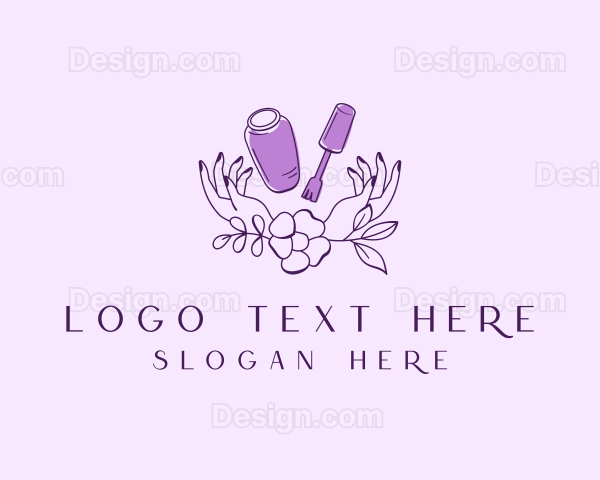 Floral Manicure Nail Salon Logo