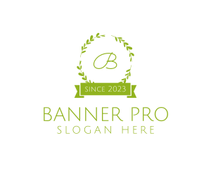 Wreath Banner Natural Plant  logo design