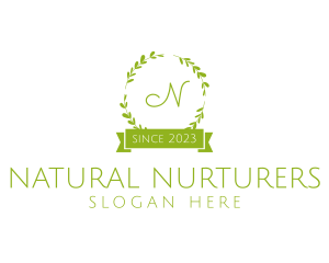 Wreath Banner Natural Plant  logo design