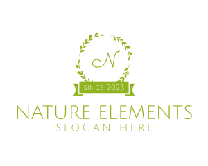 Wreath Banner Natural Plant  logo design