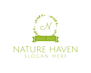 Wreath Banner Natural Plant  logo design