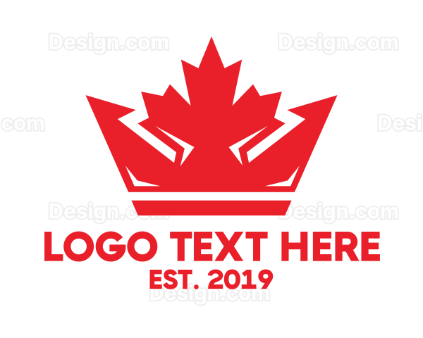 Red Maple Leaf Canada Crown Logo