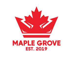 Red Maple Leaf Canada Crown logo design