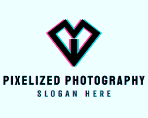 Digital Anaglyph Heart logo design