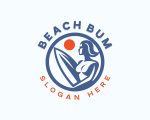 Woman Surfer Surfboard logo design