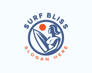 Woman Surfer Surfboard logo