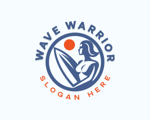 Woman Surfer Surfboard logo