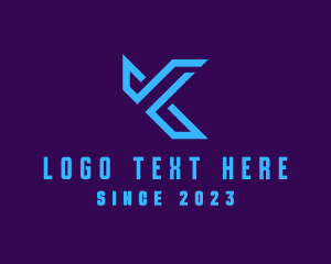 Blue Gamer Letter K logo
