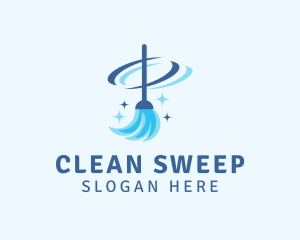 Blue Broom Cleaning logo design