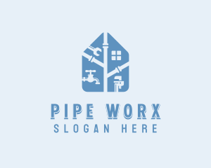 Pipe Plumbing Repairman logo design