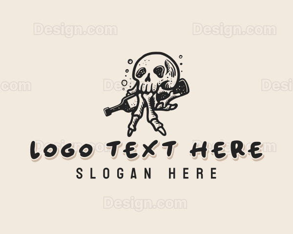 Skull Beer Bottle Logo