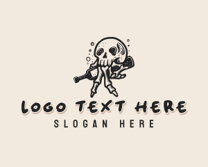 Skull Beer Bottle Logo