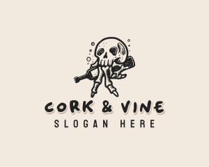 Skull Beer Bottle logo design