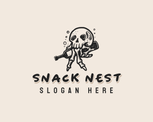 Skull Beer Bottle logo design