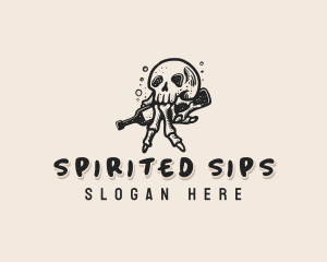 Skull Beer Bottle logo design