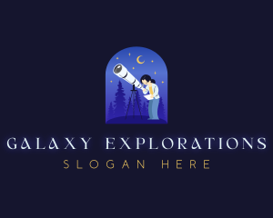 Astronomer Telescope Stargazing logo design